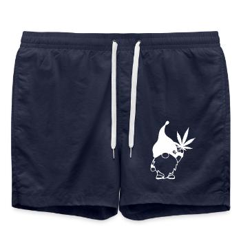 Süßer Hanf Gnom/Zwerg mit Cannabisblatt - Badeshorts - French Navy - Vorne - AI Model Male 185 light (185cm)