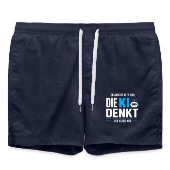 Ich klick nur - KI lustiger Spruch für Arbeit - Badeshorts - French Navy - Vorne - AI Model Male 185 light (185cm)