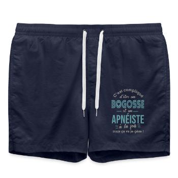 apnéiste bogosse Cadeau humour apnée - Short de bain - bleu marine - Devant - AI Model Male 185 light (185cm)