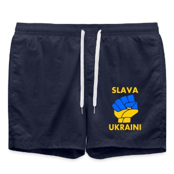 Slava ukraini - Badeshorts - French Navy - Vorne - AI Model Male 185 light (185cm)