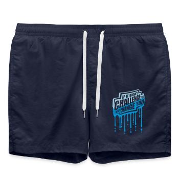 Séance d’entraînement Fitness Motivation Citation - Short de bain - bleu marine - Devant - AI Model Male 185 light (185cm)