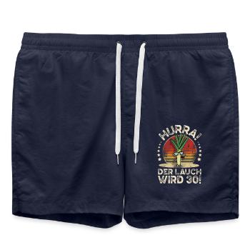 30. Geburtstag Hurra Der Lauch Wird 30 - Badeshorts - French Navy - Vorne - AI Model Male 185 light (185cm)
