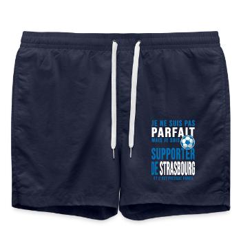 supporter football Strasbourg foot Club alsace - Short de bain - bleu marine - Devant - AI Model Male 185 light (185cm)
