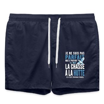 Chasseur chasse à la hutte cadeau cool chasse - Short de bain - bleu marine - Devant - AI Model Male 185 light (185cm)