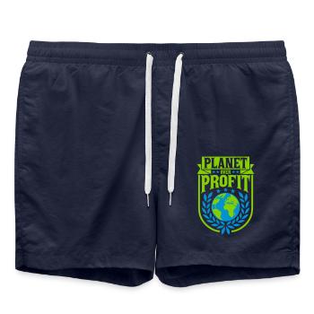 planet over profit Zitat - Badeshorts - French Navy - Vorne - AI Model Male 185 light (185cm)