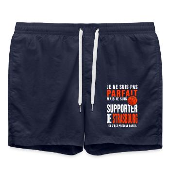 basketball supporter club basket ball Strasbourg - Short de bain - bleu marine - Devant - AI Model Male 185 light (185cm)