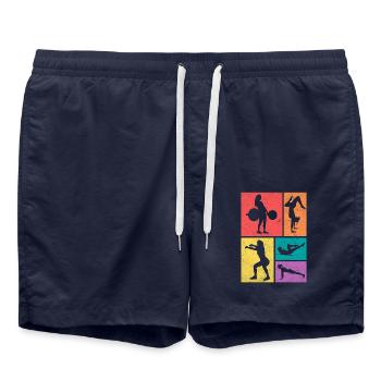 Gym Fitness Exercises - Swim Trunks - french navy - Front - AI Model Male 185 light (185cm)