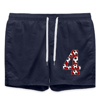 4th Birthday Football Red - Swim Trunks - french navy - Front - AI Model Male 185 light (185cm)