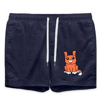 chien assis mignon petit chiot heureux animal de compagnie - Short de bain - bleu marine - Devant - AI Model Male 185 light (185cm)