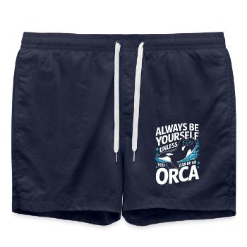 Orca Killerwal Ozean Tier Wale - Badeshorts - French Navy - Vorne - AI Model Male 185 light (185cm)