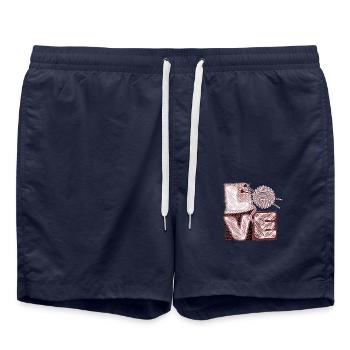 I love knitting and crocheting and wool - Swim Trunks - french navy - Front - AI Model Male 185 light (185cm)