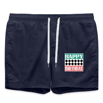 BIRTHDAY. HAPPY BIRTHDAY. HAPPY BIRTHDAY. - Swim Trunks - french navy - Front - AI Model Male 185 light (185cm)