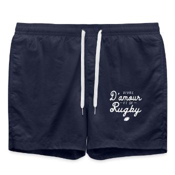 vivre d amour et de rugby humour rugby cadeau - Short de bain - bleu marine - Devant - AI Model Male 185 light (185cm)