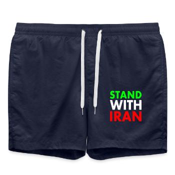 Stand with iran - Swim Trunks - french navy - Front - AI Model Male 185 light (185cm)