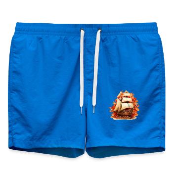 Autumn sailing: sailing ship through colorful foliage - Swim Trunks - cobalt blue - Front