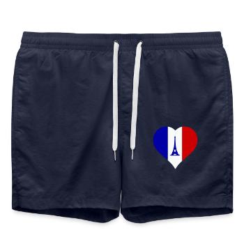 Heart France - Swim Trunks - french navy - Front - AI Model Male 185 light (185cm)