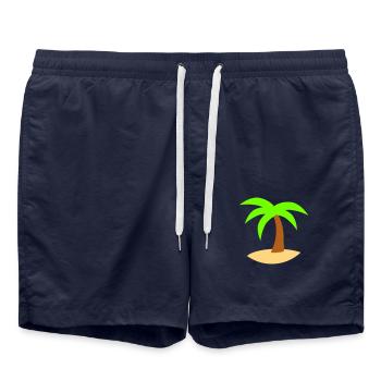 Palme Insel Baum Strand Urlaub Kokosnuss Meer Cool - Badeshorts - French Navy - Vorne - AI Model Male 185 light (185cm)