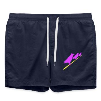 3 Raben sitzen Kabel Seil drei Freunde Crew Team - Badeshorts - French Navy - Vorne - AI Model Male 185 light (185cm)