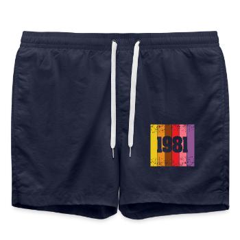 Year 1981 - Swim Trunks - french navy - Front - AI Model Male 185 light (185cm)