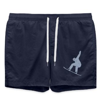 Minimalistisches Snowboard Silhouette Wintersport - Badeshorts - French Navy - Vorne - AI Model Male 185 light (185cm)