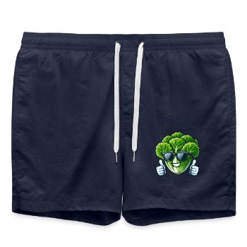 Cooler veganer Salat mit Sonnenbrille Vegetarisch - Badeshorts - French Navy - Vorne - AI Model Male 185 light (185cm)