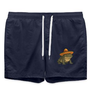 Amphibien préhistorique Ichtyostega avec sombrero Cartoon - Short de bain - bleu marine - Devant - AI Model Male 185 light (185cm)