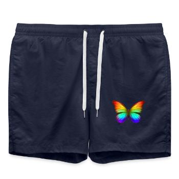 Rainbow Butterfly Colorful Nature Design - Swim Trunks - french navy - Front - AI Model Male 185 light (185cm)