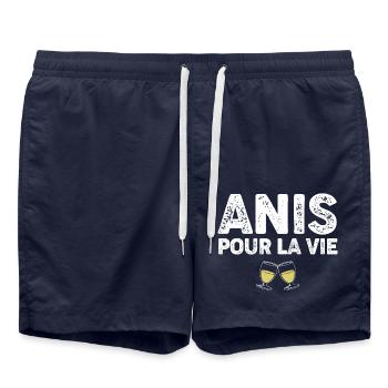 Anis pour la vie apéro cadeau message humour - Short de bain - bleu marine - Devant - AI Model Male 185 light (185cm)