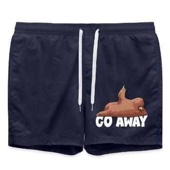 Go Away Faultier für einen Faulenzer Morgenmuffel - Badeshorts - French Navy - Vorne - AI Model Male 185 light (185cm)