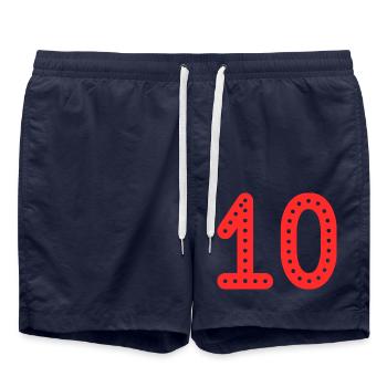 10 YEARS. 10th ANNIVERSARY. ANNIVERSARY 10 YEARS. 10 - Swim Trunks - french navy - Front - AI Model Male 185 light (185cm)