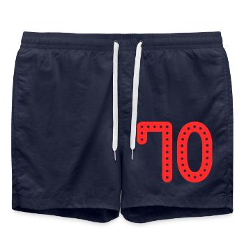 70 YEARS. 70th ANNIVERSARY. ANNIVERSARY 70 YEARS. 70 - Swim Trunks - french navy - Front - AI Model Male 185 light (185cm)