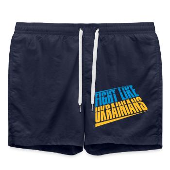 se battre comme citation des ukrainiens - Short de bain - bleu marine - Devant - AI Model Male 185 light (185cm)