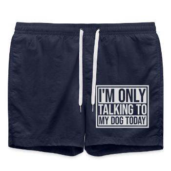 only talking to dog - Swim Trunks - french navy - Front - AI Model Male 185 light (185cm)