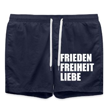 Frieden freiheit liebe - Badeshorts - French Navy - Vorne - AI Model Male 185 light (185cm)