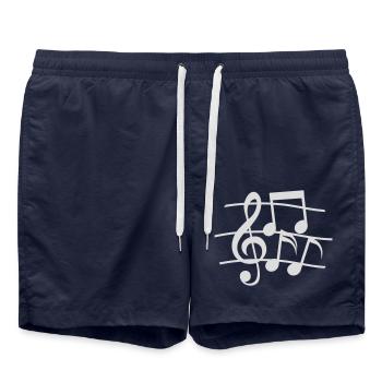 Symboles Lignes Notes de musique - Short de bain - bleu marine - Devant - AI Model Male 185 light (185cm)