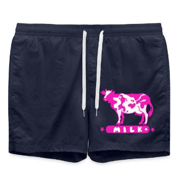 Vache Kawaii Rose - Short de bain - bleu marine - Devant - AI Model Male 185 light (185cm)