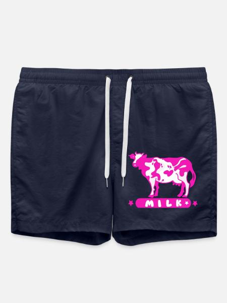 Pink Kawaii Cow - Swim Trunks - french navy