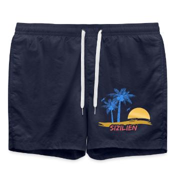 Plage Sicile - Short de bain - bleu marine - Devant - AI Model Male 185 light (185cm)