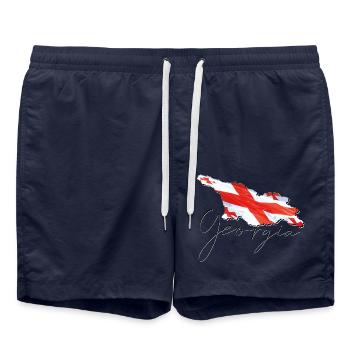 Drapeau de la Géorgie sur la carte de la Géorgie FR - Short de bain - bleu marine - Devant - AI Model Male 185 light (185cm)