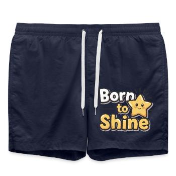Born to Shine – Strahlender Stern - Badeshorts - French Navy - Vorne - AI Model Male 185 light (185cm)