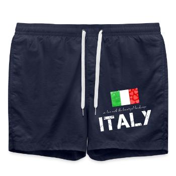 Italien italienische Fahne mit Herzen - Badeshorts - French Navy - Vorne - AI Model Male 185 light (185cm)