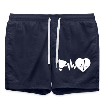 Le badminton, c’est la vie Heartbeat pour les joueurs - Short de bain - bleu marine - Devant - AI Model Male 185 light (185cm)