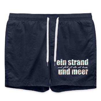 Strand und Meer und gleich ist alles besser - Badeshorts - French Navy - Vorne - AI Model Male 185 light (185cm)
