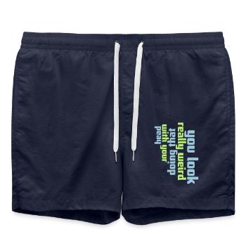 tu as l’air vraiment bizarre - Short de bain - bleu marine - Devant - AI Model Male 185 light (185cm)