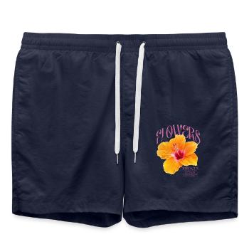 Hibiscus Hibiscus Blossom Flower Flowers - Swim Trunks - french navy - Front - AI Model Male 185 light (185cm)