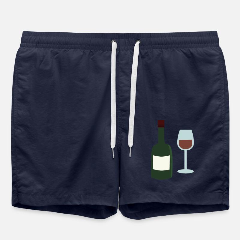 Weinflasche und Weinglas - Badeshorts - French Navy