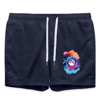Full Moon Abstract Sky - Swim Trunks - french navy - Front - AI Model Male 185 light (185cm)