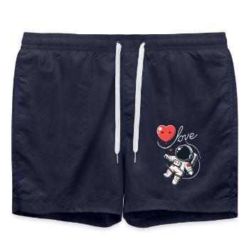 Astronaut holding a heart balloon - Swim Trunks - french navy - Front - AI Model Male 185 light (185cm)
