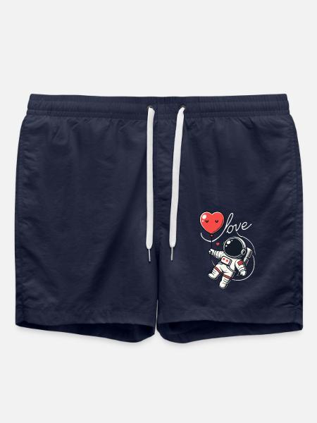 Astronaut holding a heart balloon - Swim Trunks - french navy