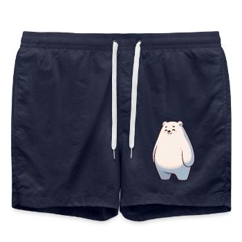 Süßer Eisbär Cartoon Glücklich Entspannt - Badeshorts - French Navy - Vorne - AI Model Male 185 light (185cm)